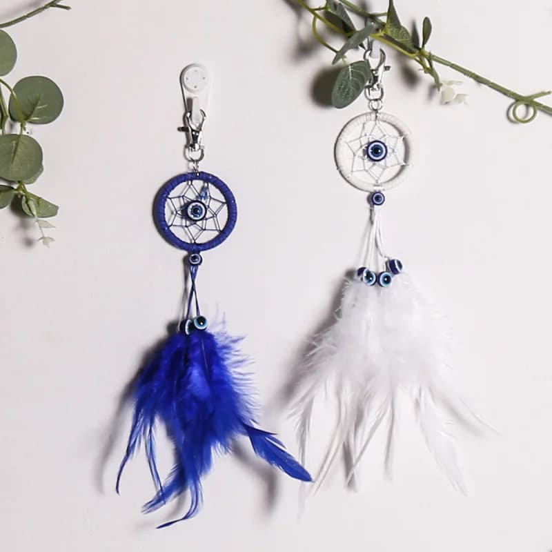 3PCS Decorative Dream Catcher Hanger Keychain Evil Eye Dream Catcher Hanger Keychain Hanger Feather Handwoven