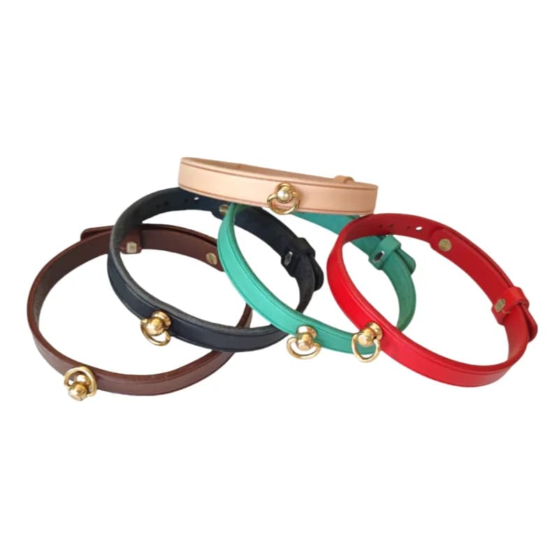 Collare in vera pelle per gatti staccabile Collari per cani di piccola taglia con anello a campana Collana in pelle per gatti Collari per gatti con perno per capezzoli