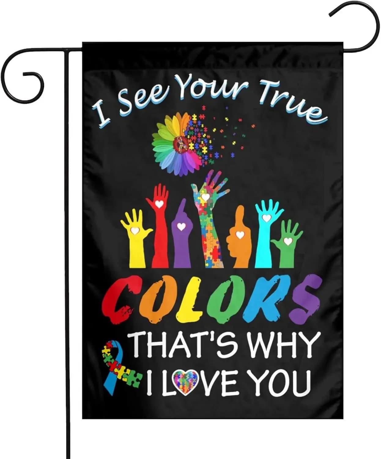 Bandiera da giardino per la sensibilizzazione sull'autismo 12x18 pollici, resistente allo sbiadimento, bifacciale, per esterni/interni, vedo i tuoi colori veri, per questo puzzle Pi LLO
