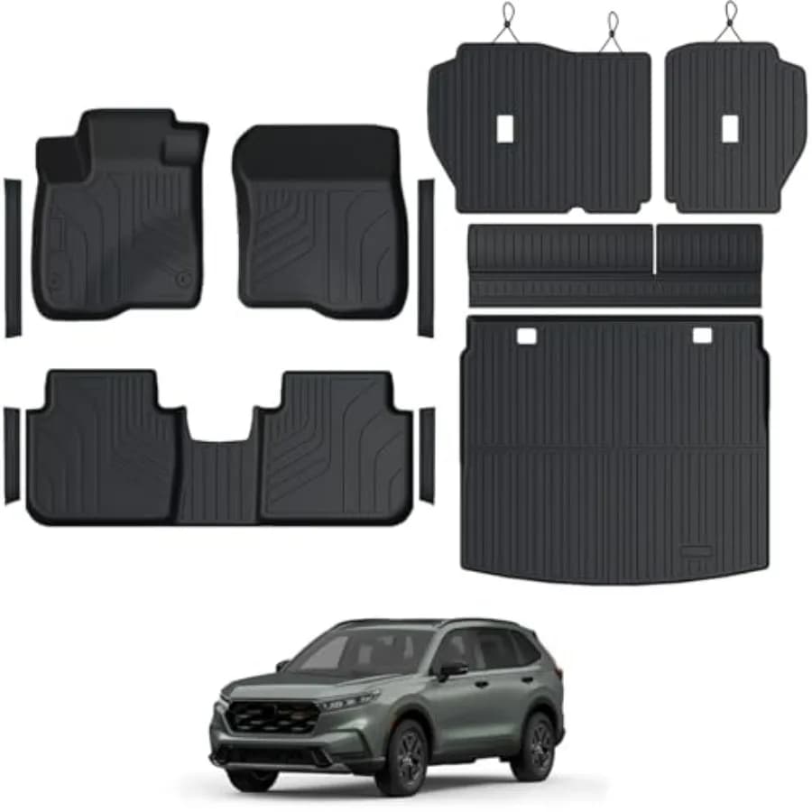 Tappetini per Honda CR-V 2023-2026, Tappetini per tutte le stagioni, Rivestimento per bagagliaio con protezioni per lo schienale e protezioni per i battitacco, Accessori