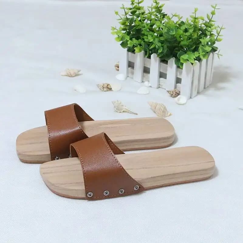 2026 Unisex Wooden Clogs Couple Style Non Slip Wooden Slippers Indoor Bathroom Home Casual Sandals