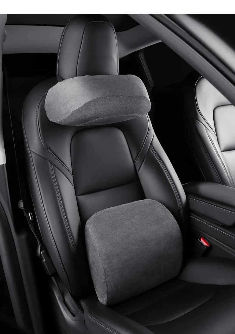 Cuscino per schienale per seggiolino auto Poggiatesta Collo Supporto lombare cervicale FobPer Tesla Model Y 3 SX Tessuto scamosciato