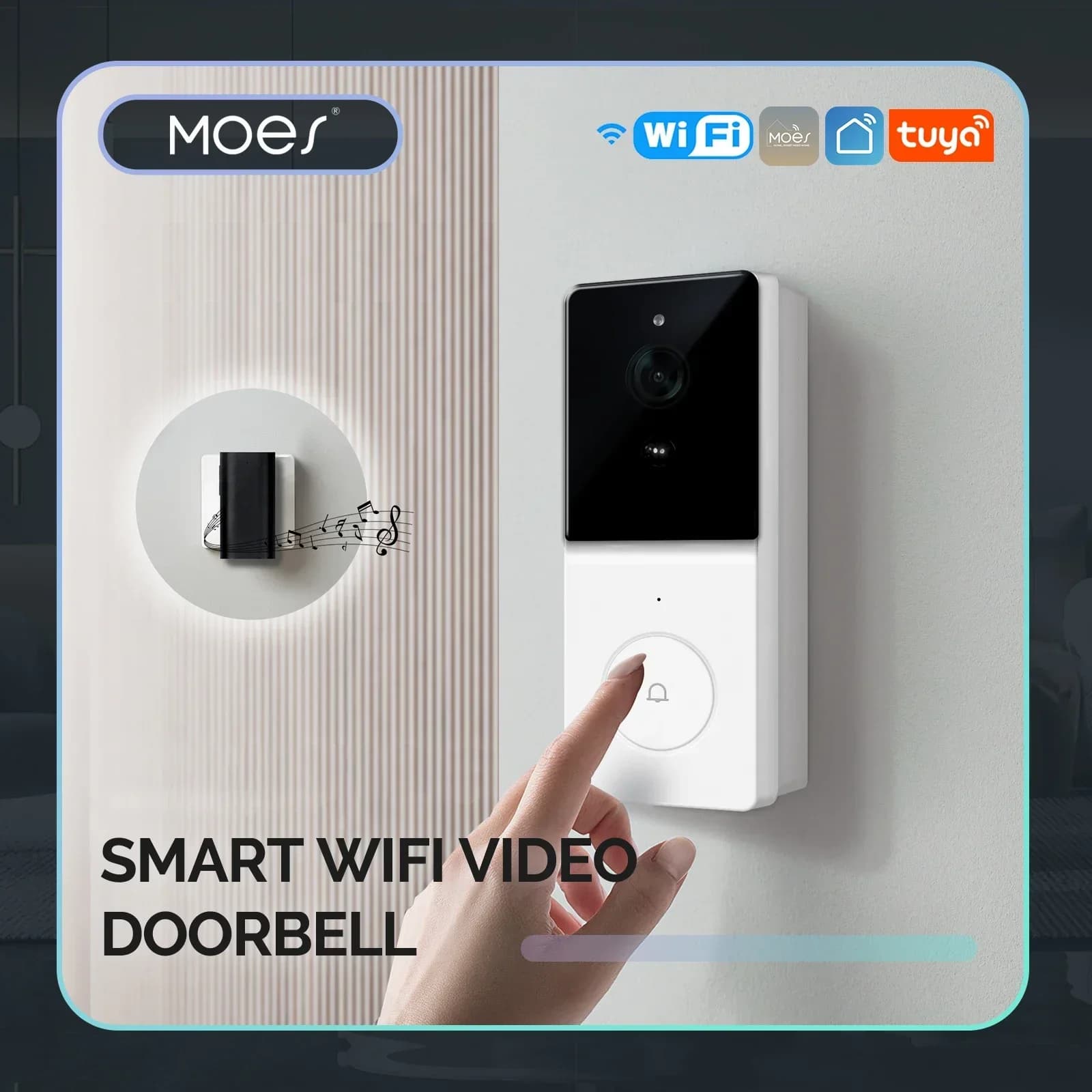 MOES Tuya Smart WiFi Videocitofono con citofono audio bidirezionale, visione notturna e prodotto per porta wireless Sicurezza domestica