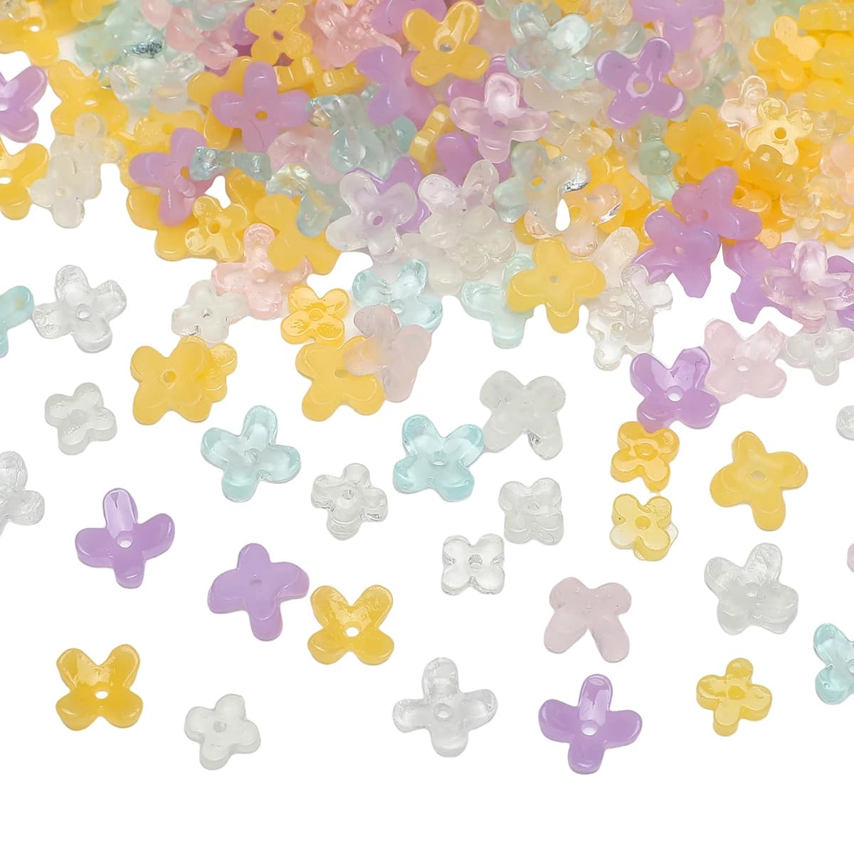 20 pz 5 7mm resina 4 petali fiore Cap perline Charms per gioielli che fanno perline distanziatrici allentate fai da te fatti a mano tornante artigianato accessori