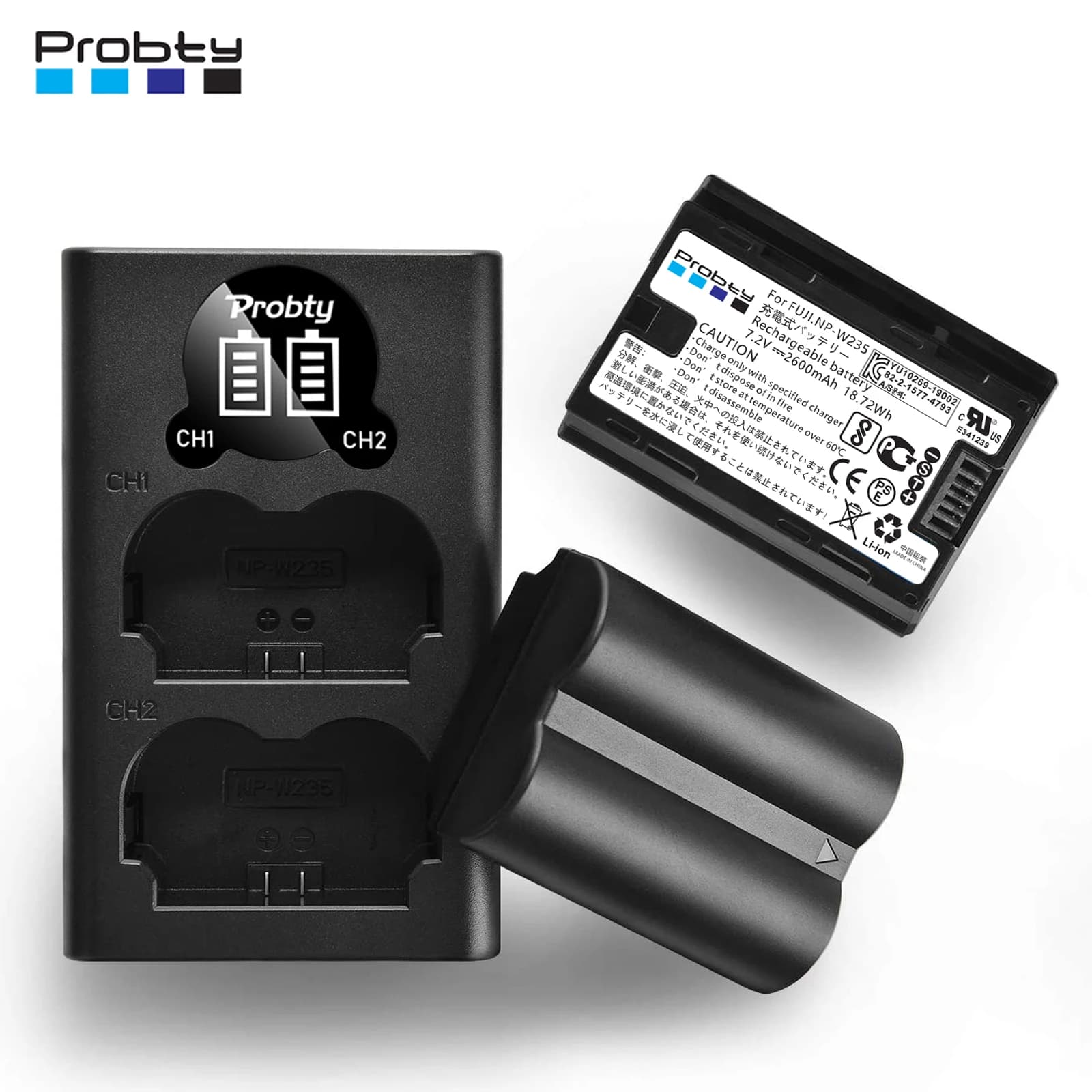 NP-W235 NP W235 Battery with LCD Charger For Fujifilm X-T5 X-T4 GFX 100S X-H2S GFX 50S II VG-XT4 Battery Grip