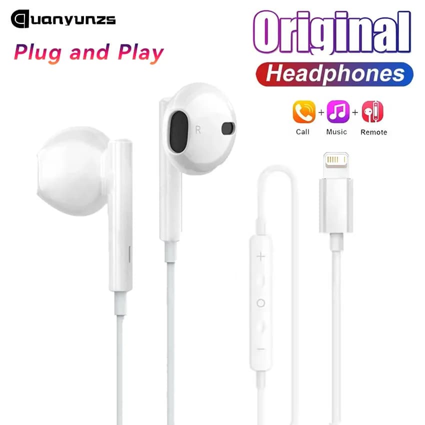 Auricolari cablati originali per Apple Lightning iPhone 15 16 14 13 12 11 Pro Max Mini X XS XR X 7 8 6 Plus SE Cuffie Accessorie