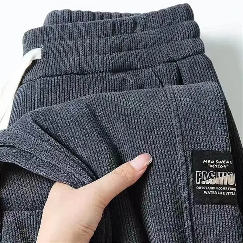 Men's Casual Sports Pants in Corduroy, Resistant to Usura and Antimacchia, with Polsini, Lunghi, Comodi e Vestibilità Ampia, in Poliestere, for Spring and Autumn