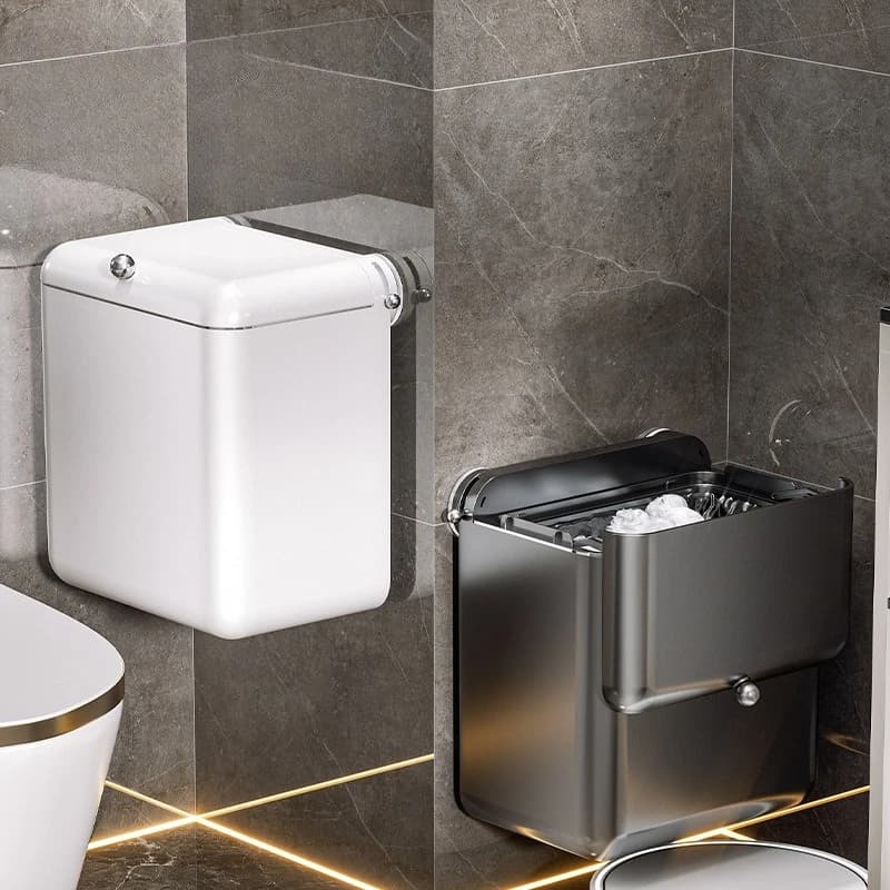 Pattumiera Ventosa per uso domestico Pattumiera senza punzonatura con coperchio WC Bagno Soggiorno Cucina Contenitore per rifiuti