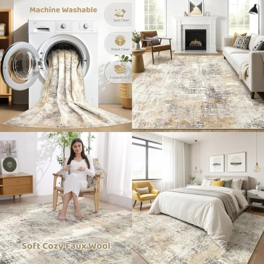 Tappeti 8x10 per Soggiorno: Tappeto Grande Lavabile, Moderno, Morbido, Resistente alle Macchie, Antiscivolo per Interni, Tappeto Decorativo per Camera da Letto