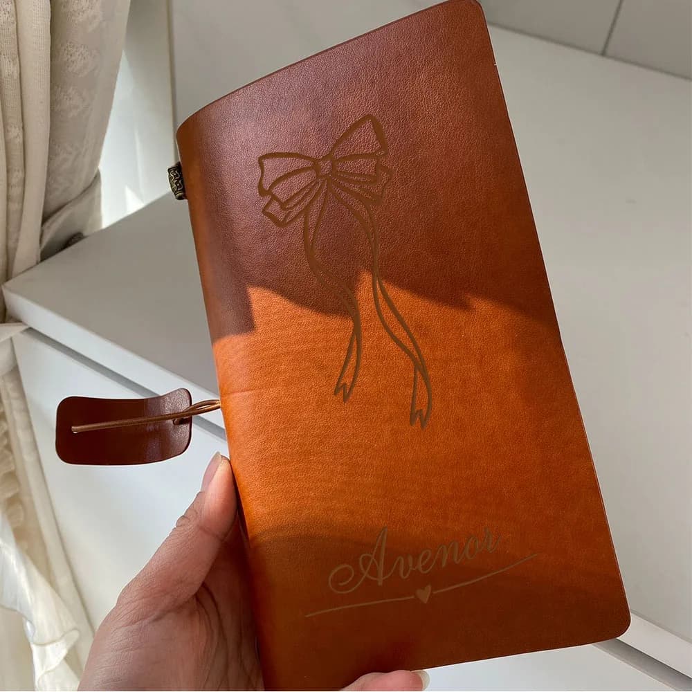 Personalized PU Leather Travel Journal Notebook-Custom Name/Initials Suitable for Travelers,Portable Sketchbook,Gifts for Artist