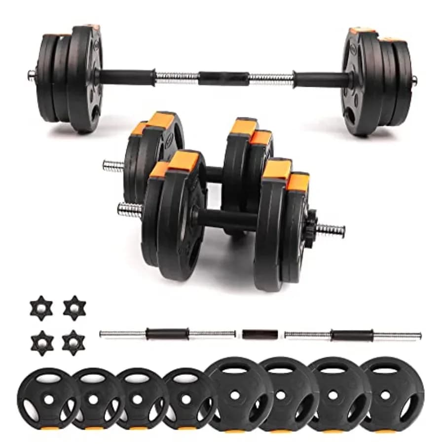 Set di Manubri Regolabili 2 in 1 per Palestra Domestica, in Acciaio Nero con Rivestimento in Gomma, Design Compatto per Allenamento Muscolare e di Forza