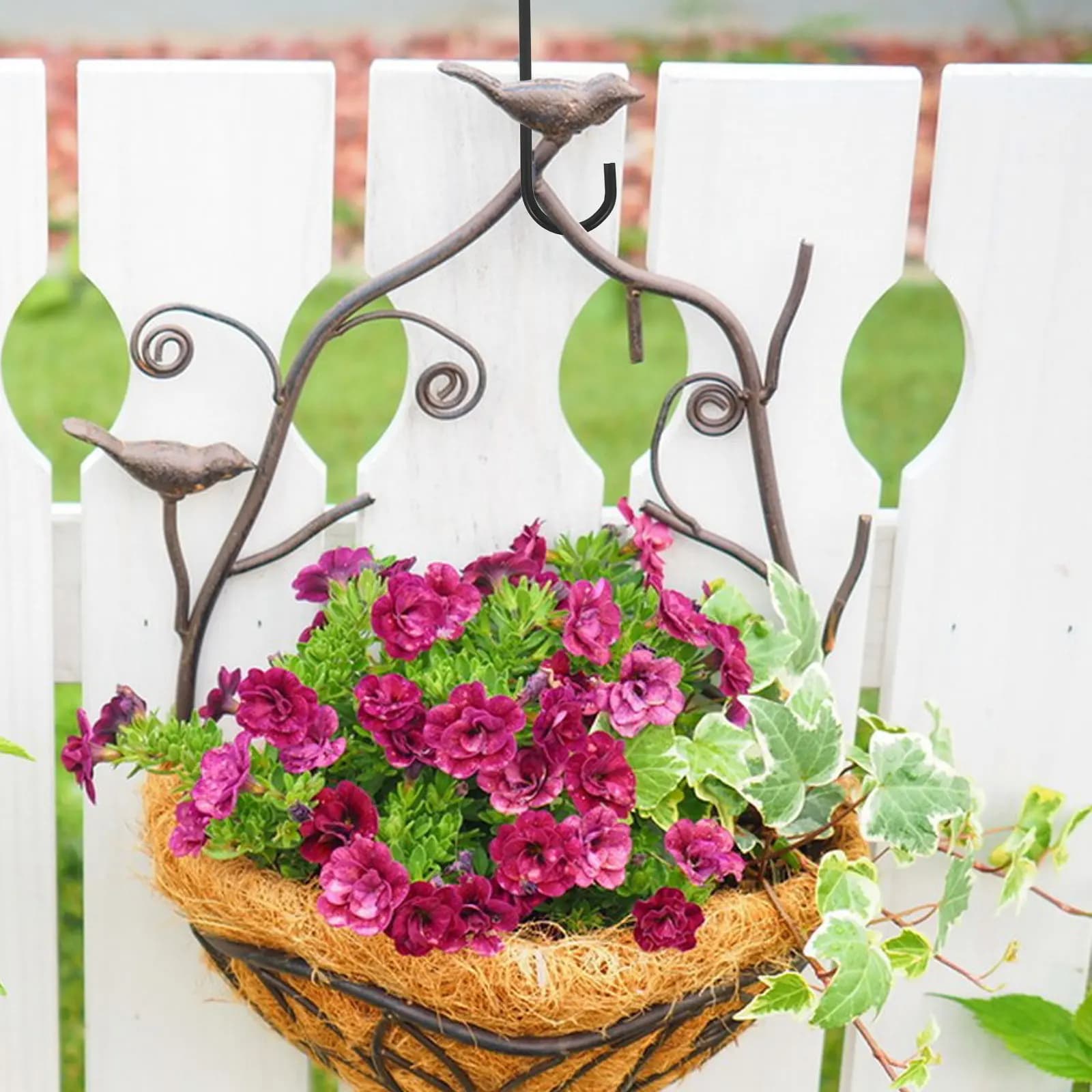 4Pcs Heavy-Duty Iron Planter Hanger Hook for Wall Balcony Fence Outdoor Indoor Use Hanging Flower Pot Basket Wind Chime Garden