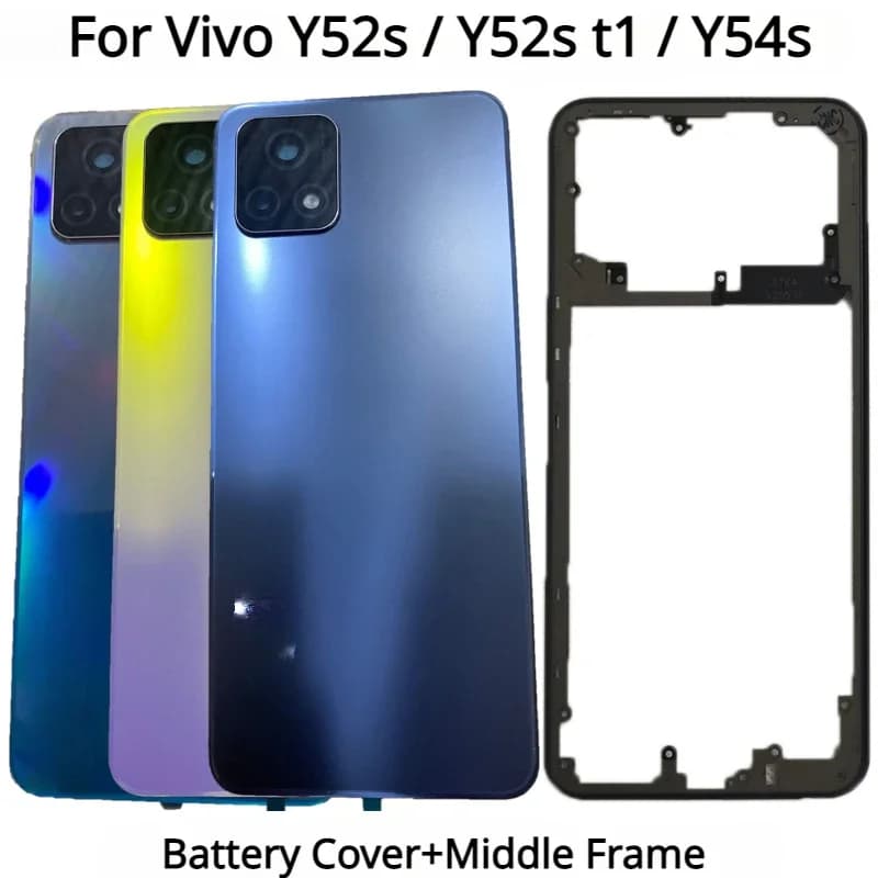 For Vivo Y52s Y54s Y52s t1 Battery Cover+Middle Frame Rear Door Housing Case with Camera lens Repair Parts