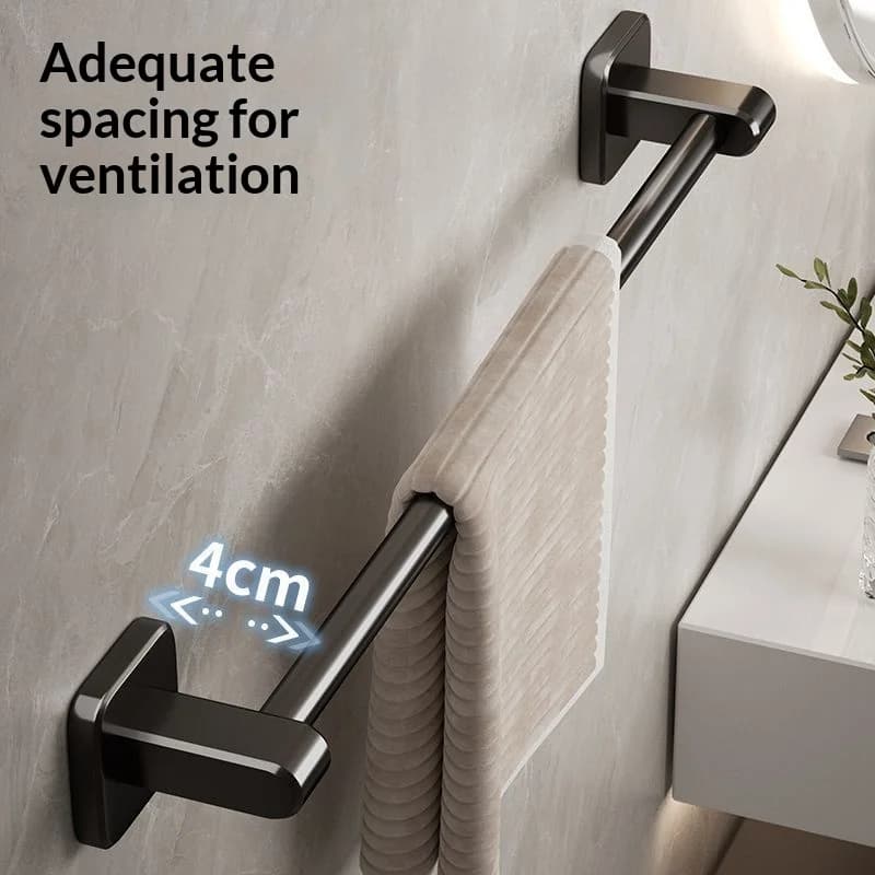 Punch-Free Wall Mounted Towel Rack Multifunctional Bathroom Towel Bar with Slipper Storage Organizer for Shower Toilet