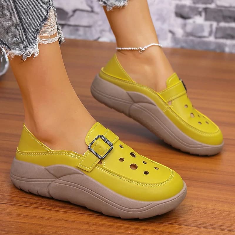 Sport shoes with women's plateau, flat moccasins, sneakers 2023, fashionable summer casual sneakers, with breathable mesh lining and flat heel