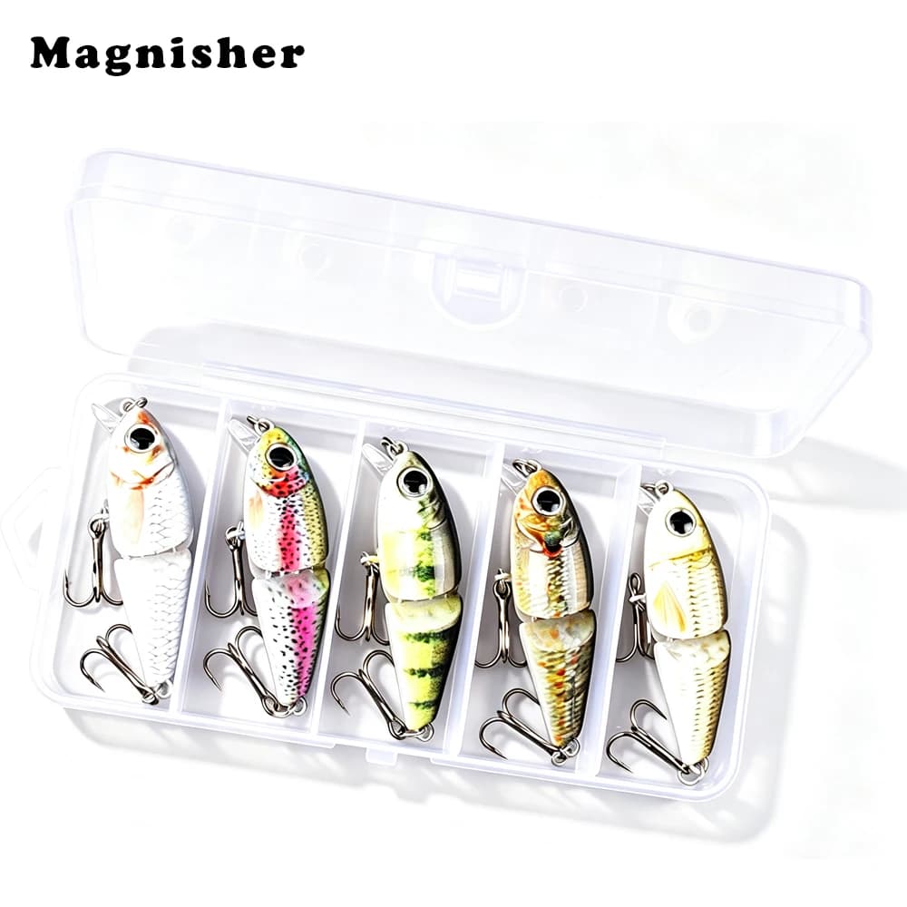 Magnisher 5pcs/box Mini Jointed Swimbait 5.5cm/5.6g Sinking Hard Artificial Fishing Lures for Freshwater Bass Wobble Tackle