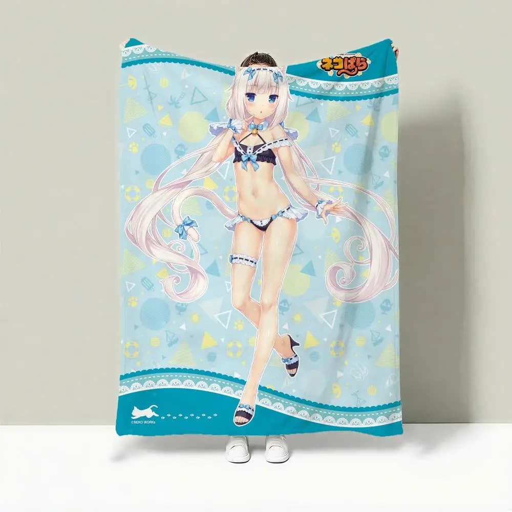Game N-NEKOPARA Coperta in flanella leggera da 240 g, morbida e delicata sulla pelle, ideale per rinfrescarsi in estate