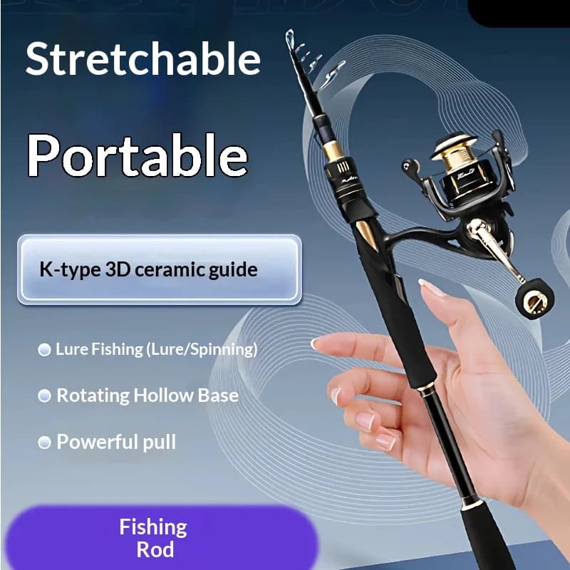 Canna da Pesca Telescopica Hasida Medusa, Portatile, Ultra Leggera, in Carbonio, per Lanci Lunghi, Pieghevole 49 Cm, con Anelli Guida in Ceramica, Set da Pesca