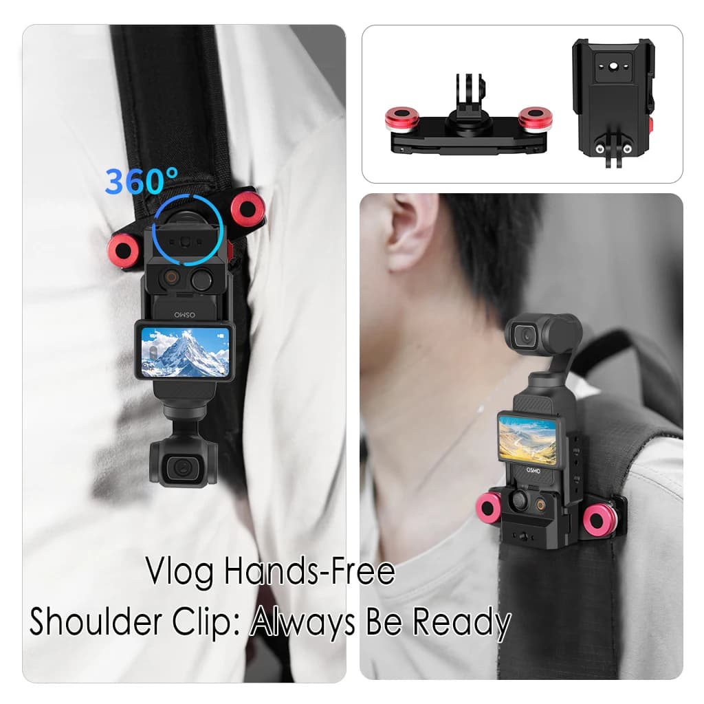 Gabbia in metallo per DJI OSMO Pokect 3 Telaio della fotocamera Supporto a sgancio rapido Zaino Cinghia Manubrio Clip Mount Adattatore per treppiede Supporto Vlog