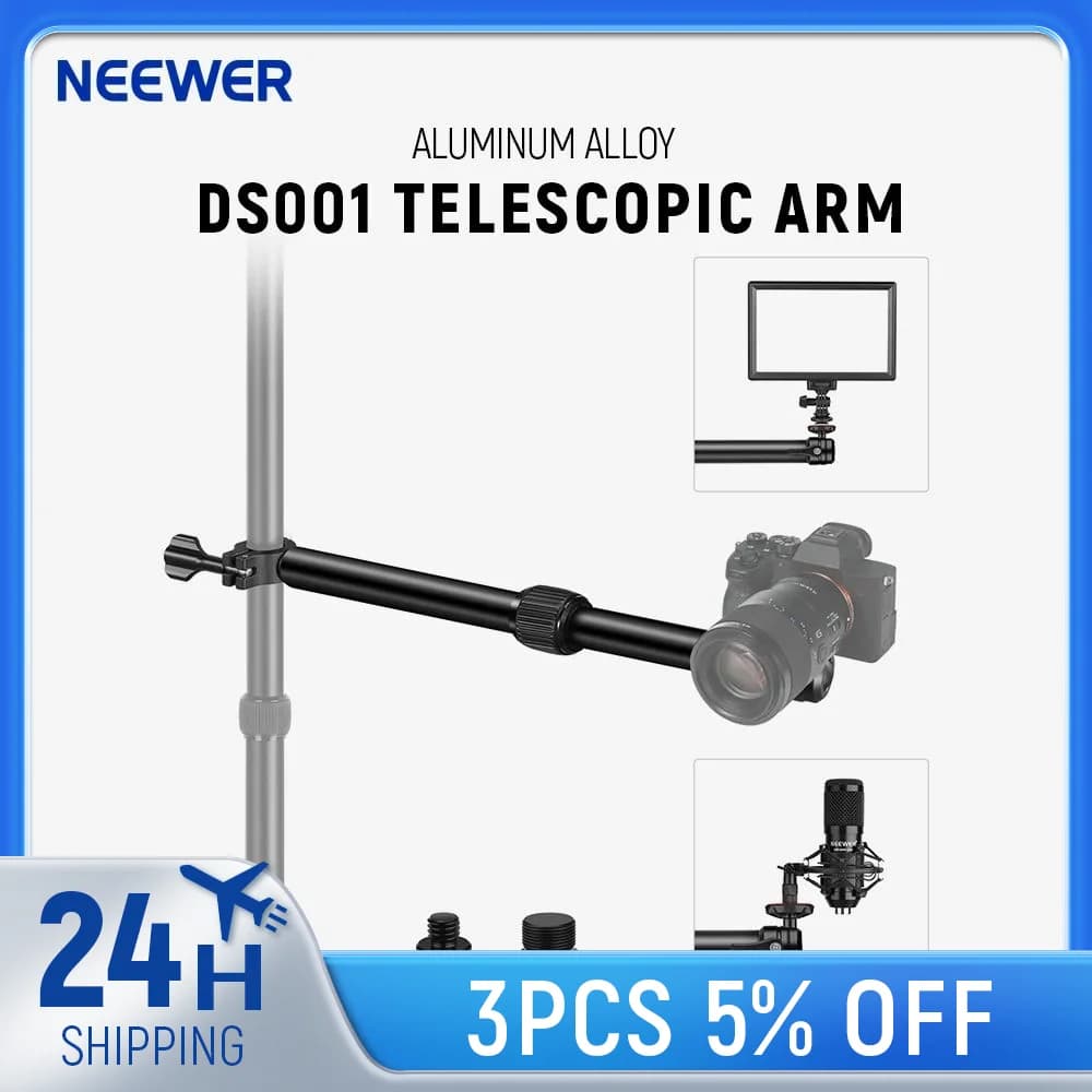 NEEWER DS001 Braccio di montaggio per telecamera da tavolo da 11,8-20 pollici/30-51 cm Braccio di prolunga telescopico per supporto da tavolo