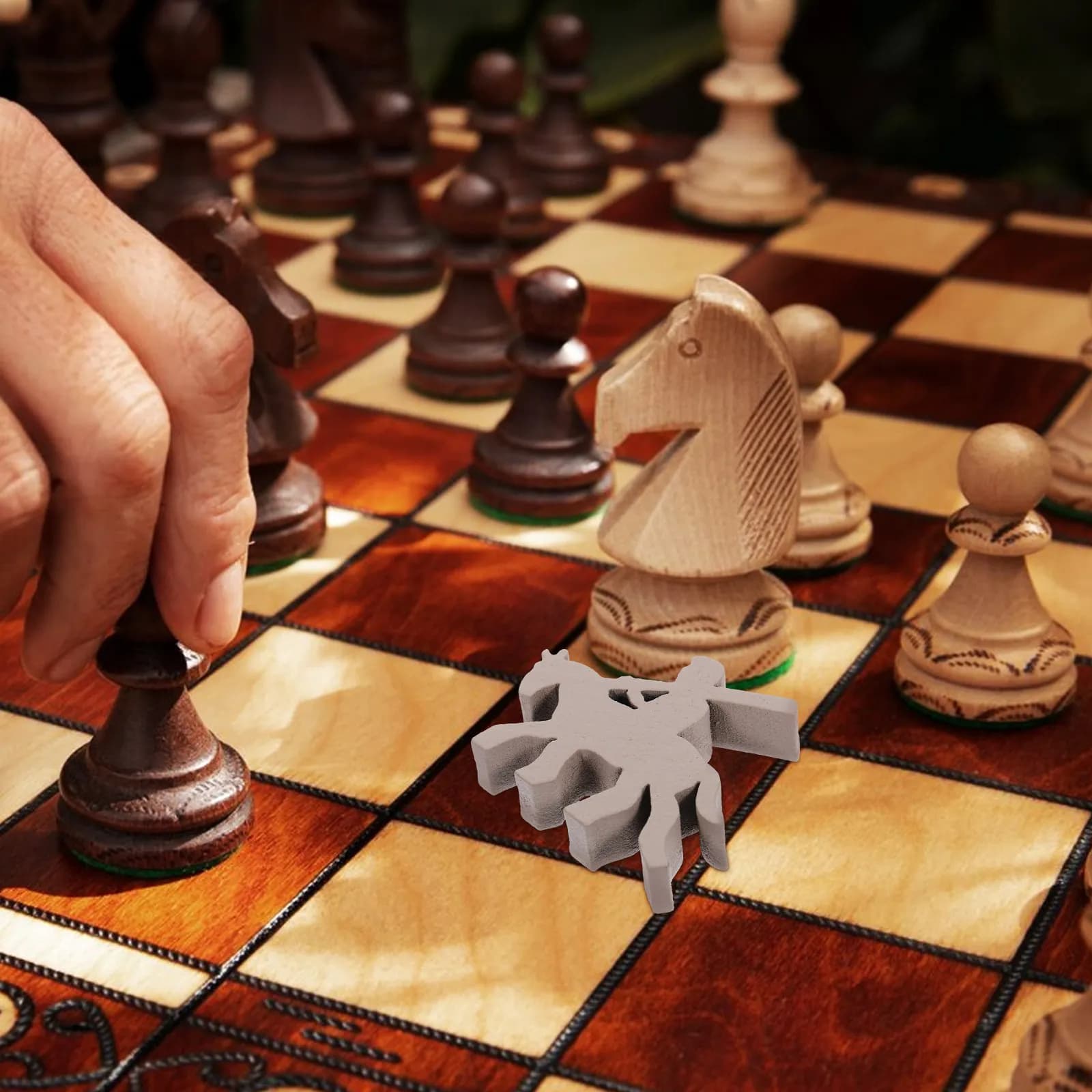 Set di 10 Pezzi degli Scacchi in Legno, Piccolo Set da Gioco da Tavolo, Pezzi Strategici per Amanti dei Giochi e Collezionisti