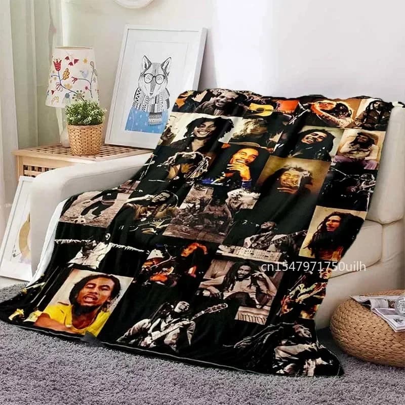 Coperta per Album Bob Marley Reggae Music coperta di flanella morbida in stile giamaicano coperta portatile per divano da viaggio per la casa