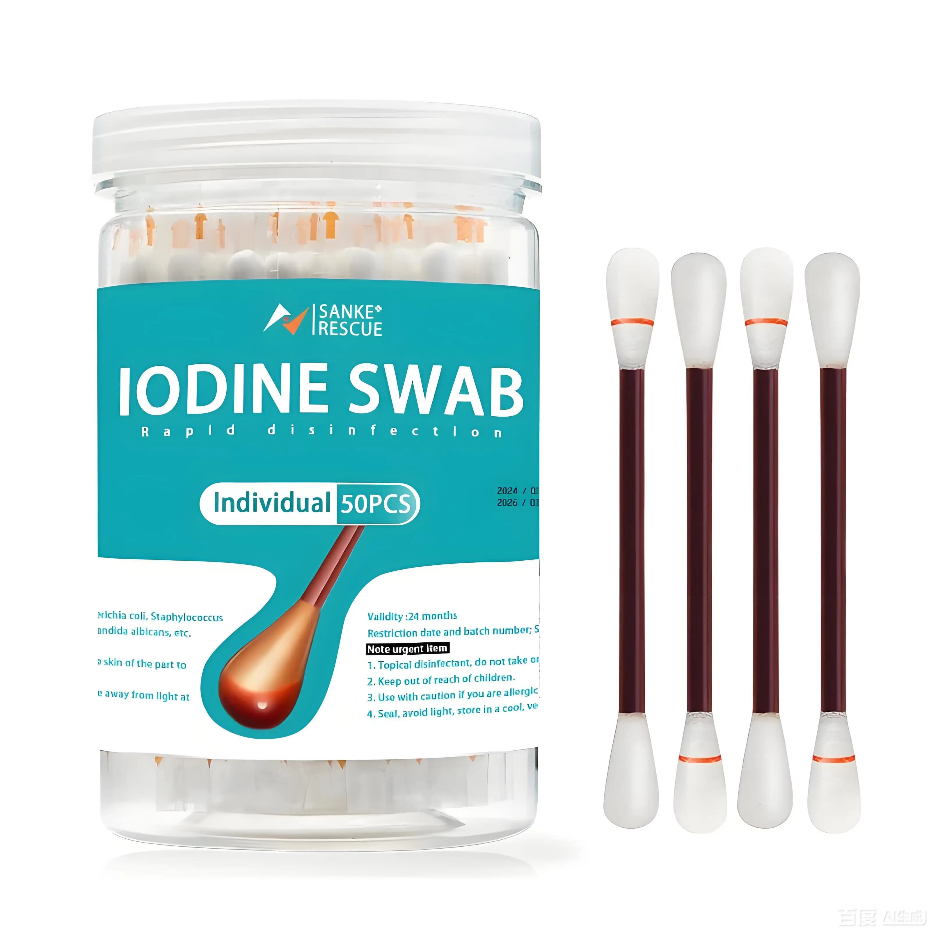 Kit di pronto soccorso portatile con scatola organizer per medicinali per famiglie in doppio cotone con tamponi di cotone con alcol e iodofore