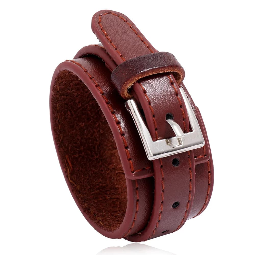 Punk Style Genuine Leather Bracelet for Hand Wrist Wristband Men Woman Watch Strap Couple Jewelry Gift