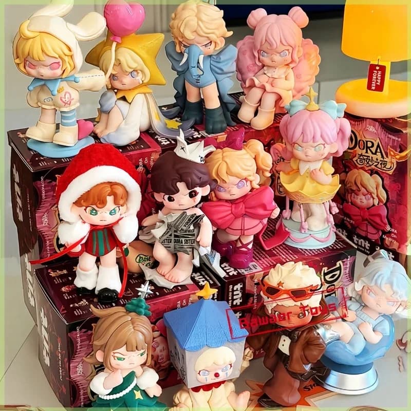 TNT Dora Serie Notte Meravigliosa Blind Box Action Figure da Collezione, Ornamento da Scrivania Anime, Giocattoli, Regalo di Compleanno per Bambini