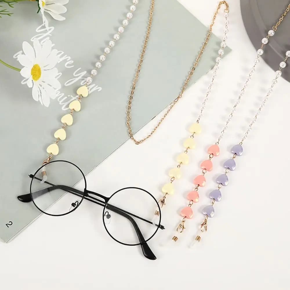 Catenella per Occhiali da Lettura alla Moda, Laccetto per Occhiali, Catenella con Clip per Occhiali, Catenella con Perline, Laccetto per Occhiali da Sole