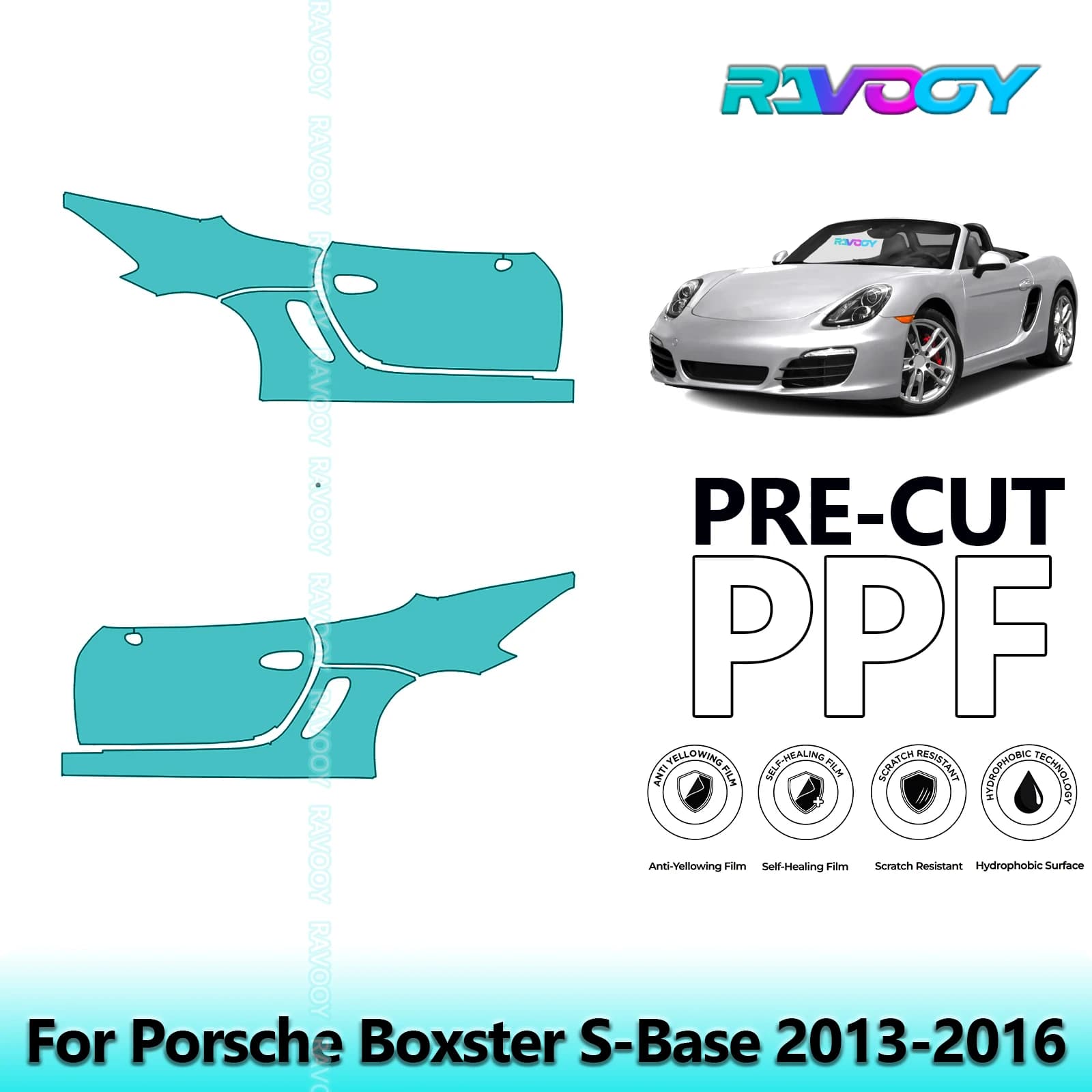 For Porsche Boxster S-Base 2013-2016 8.5mil Transparent Pre-Cut PPF Door and Kit Pillar A/B Protection Film TPU Set