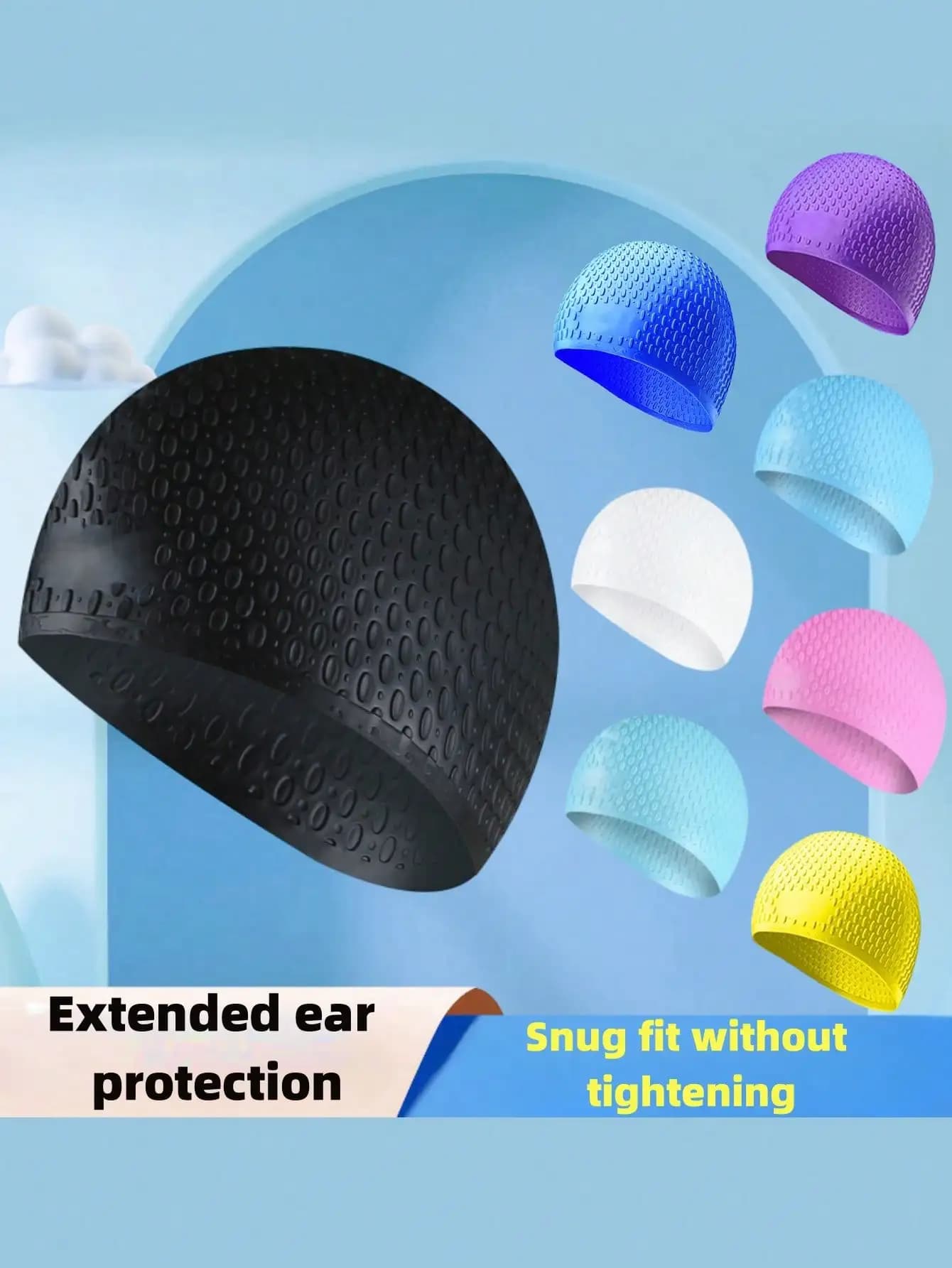 Large Silicone Swim Cap - ComfortFit For Men & Women - Unisex Ergonomic Design - 1pc High-Quality Set, Beach Essentials, Beach Accessories, Pool Float