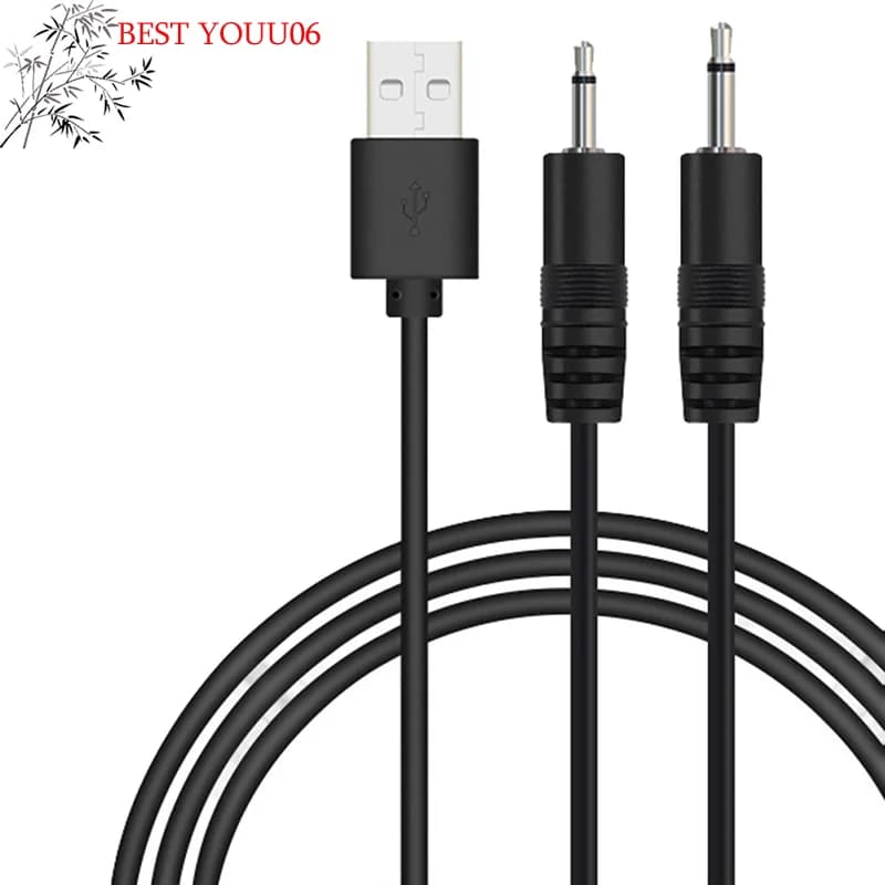 (YOUU06) USB charging cable to AUDIO DC 2.5mm for vibrator and rechargeable massager (Black 24AWG )