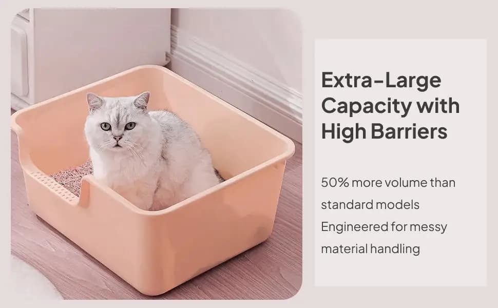 Lettiera Aperta per Gatti, Facile da Trasportare, Contenitore per Lettiera, Toilette per Gattini, Lettiera per Gatti con Lati Alti 22 cm, Scatola per Sabbia con Frontale Ribassato
