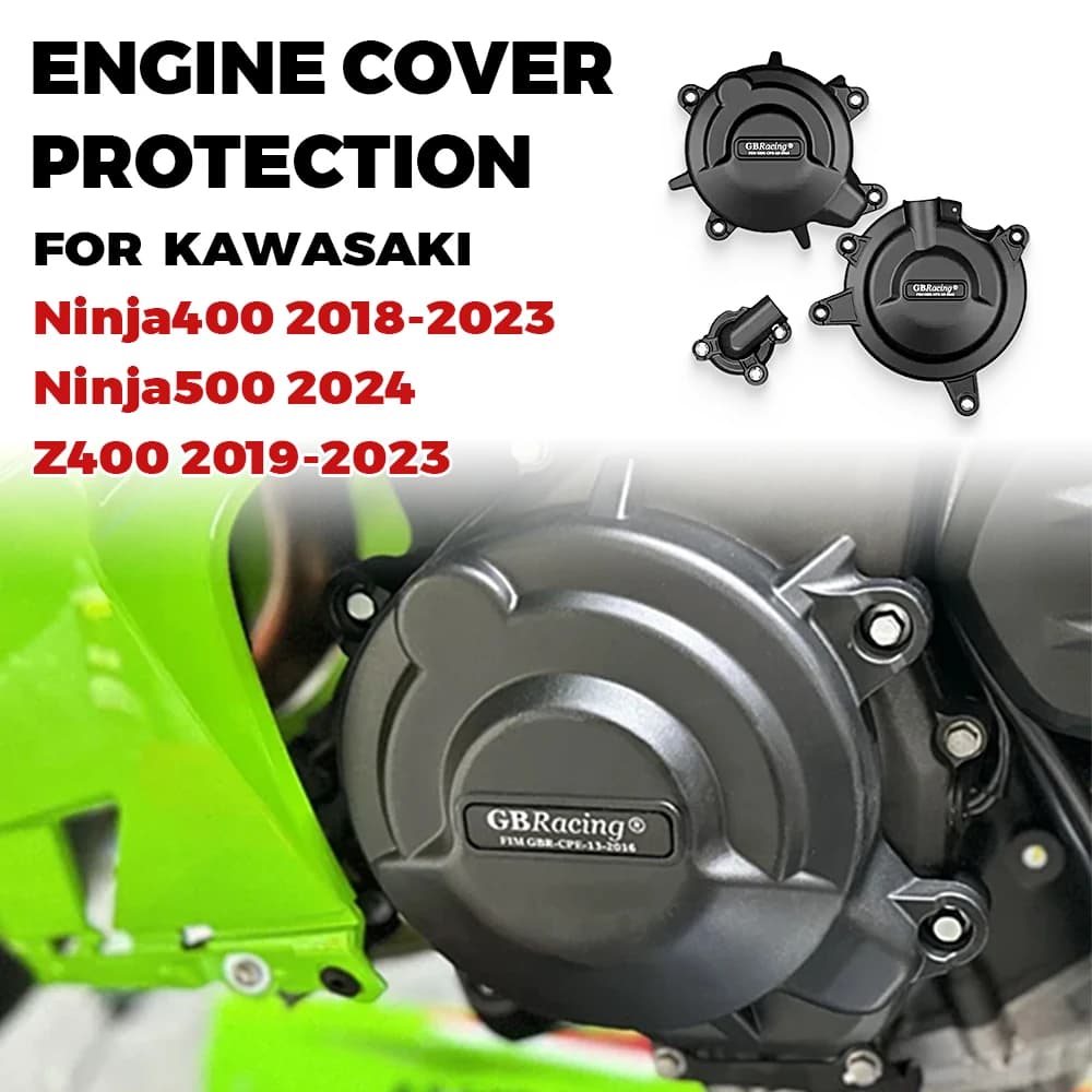 Per KAWASAKI Ninja 400 2018-2023 e Z400 2019-2023 Ninja 500 2024 Moto GBRacing - Set di protezioni per coperture di protezione del motore