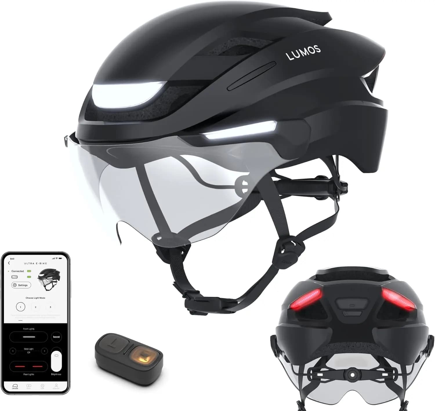 Casco Intelligente per Bicicletta con Luci LED Anteriori e Posteriori, Visiera Retrattile, Controllo tramite App, Sicurezza MIPS, Certificato CPSC, per Adulti