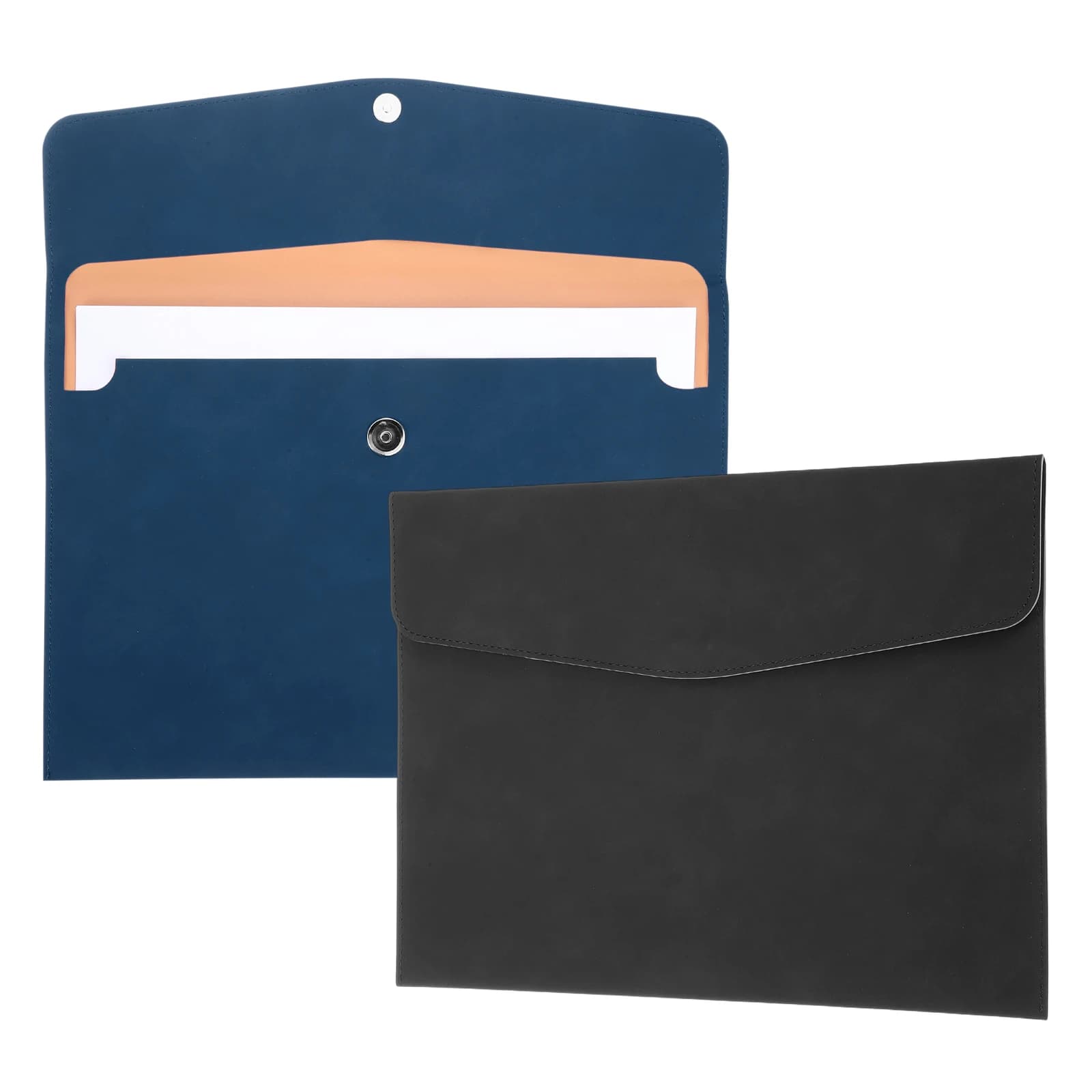 2 cartelle portadocumenti in pelle PU formato A4, impermeabili, con chiusura a scatto, custodia organizer portatile.