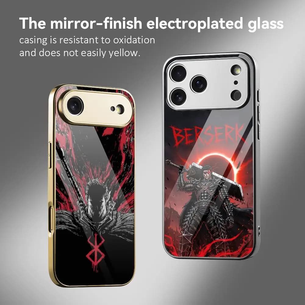 Custodia per telefono B-Berserk Comic per iPhone 17 16 15 14 13 12 Pro Max Plus, con paraurti in metallo galvanizzato antiurto