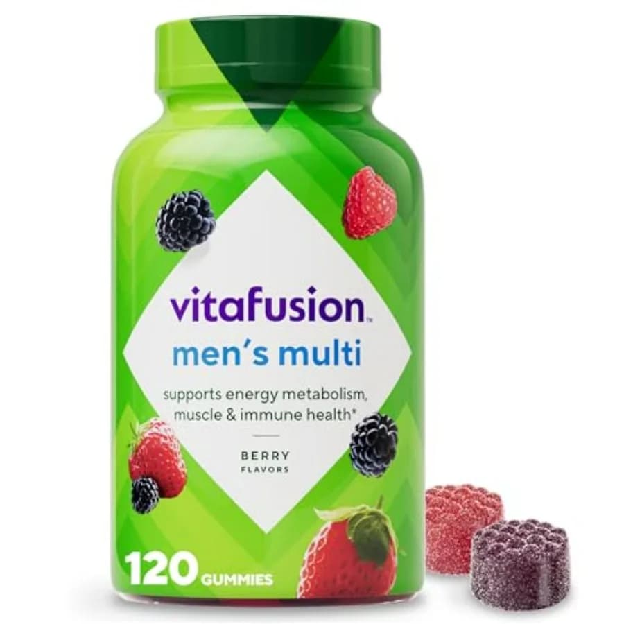 Vitafusion Integratore Vitaminico in Gommose per Adulti, Gusto Frutti di Bosco, A, C, D, E, B6, B12, Uso Quotidiano, Fornitura per 60 Giorni