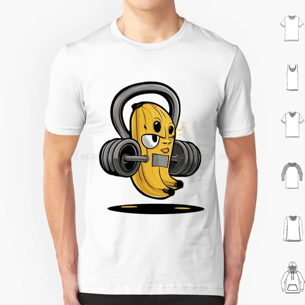 Kettlebell Banana T Shirt 6xl Cotton Cool Tee Giallo Carino Divertente Banane Banana Frutta E Frutta