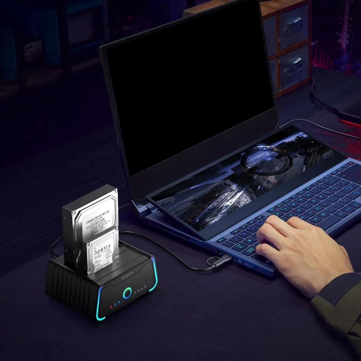A26Z Dual Bay USB 3.0 Hard Drive Docking Station for 2.5 Inch and 3.5 Inch SATA HDD SSD Support Offline Clone and UASP EU Plug