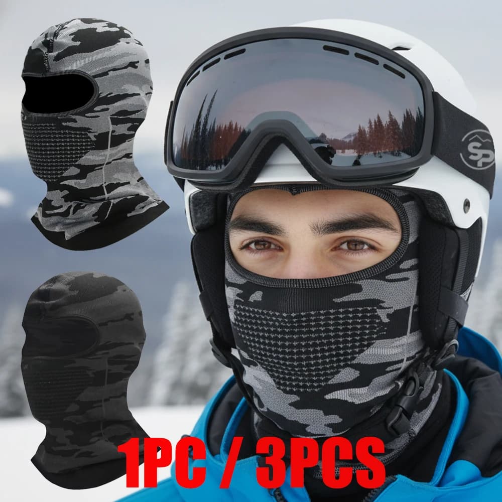 1pc/3pcs Winter Men Warm Balaclava Hat Unisex Elasticity Breathable Full Face Cycling Mask Outdoor Motorcycle Skiing Mask Scarf