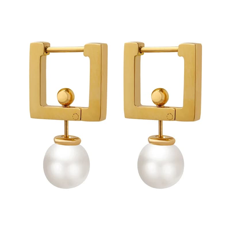 Orecchini di perle Tre metodi di utilizzo Orecchini a cerchio in acciaio inossidabile color oro per donna