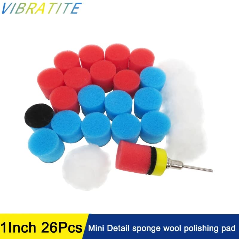 26 pezzi set 1 pollice mini auto schiuma trapano tampone per lucidatura 25mm dettaglio spugna lana ceretta tamponi per lucidatura con supporto per utensile rotante Dremel