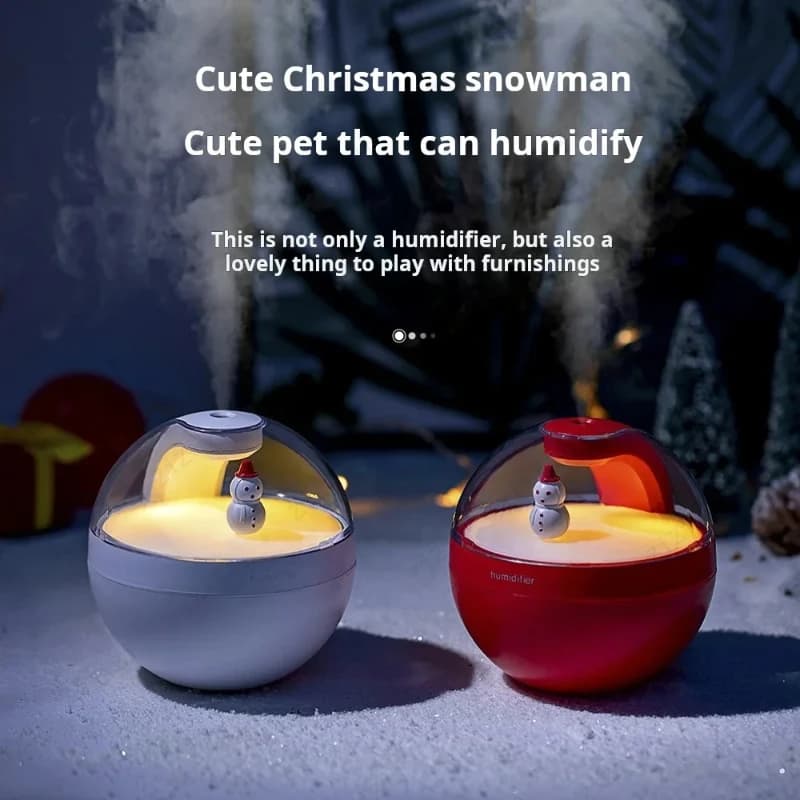 Umidificatore d'Aria Sferico a Forma di Pupazzo di Neve Astronauta, Piccolo Umidificatore USB per Casa, Scrivania e Auto con Luce Notturna