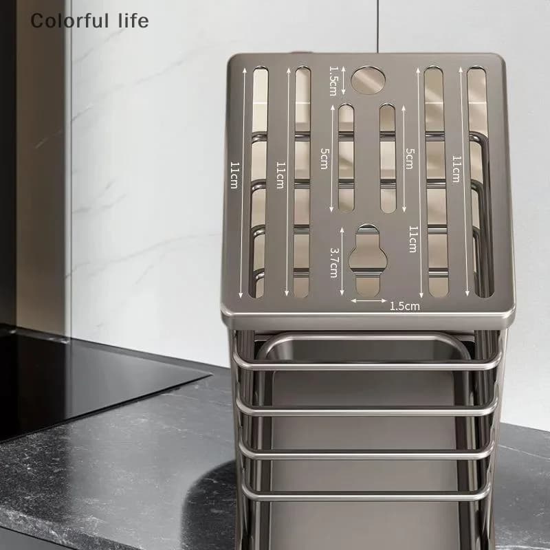 Wallet and knife holder with drain tray, multi-purpose solution to store kitchen utensils
