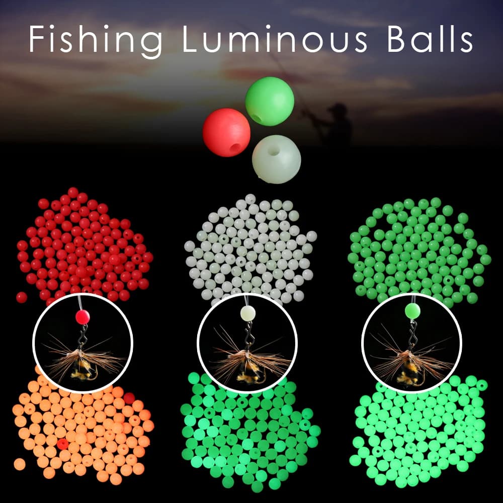 100 pcs/bag 4/5/6/8mm fishing floats beads glowing balls boa bright light night fishing equipment at sea fishing accessories