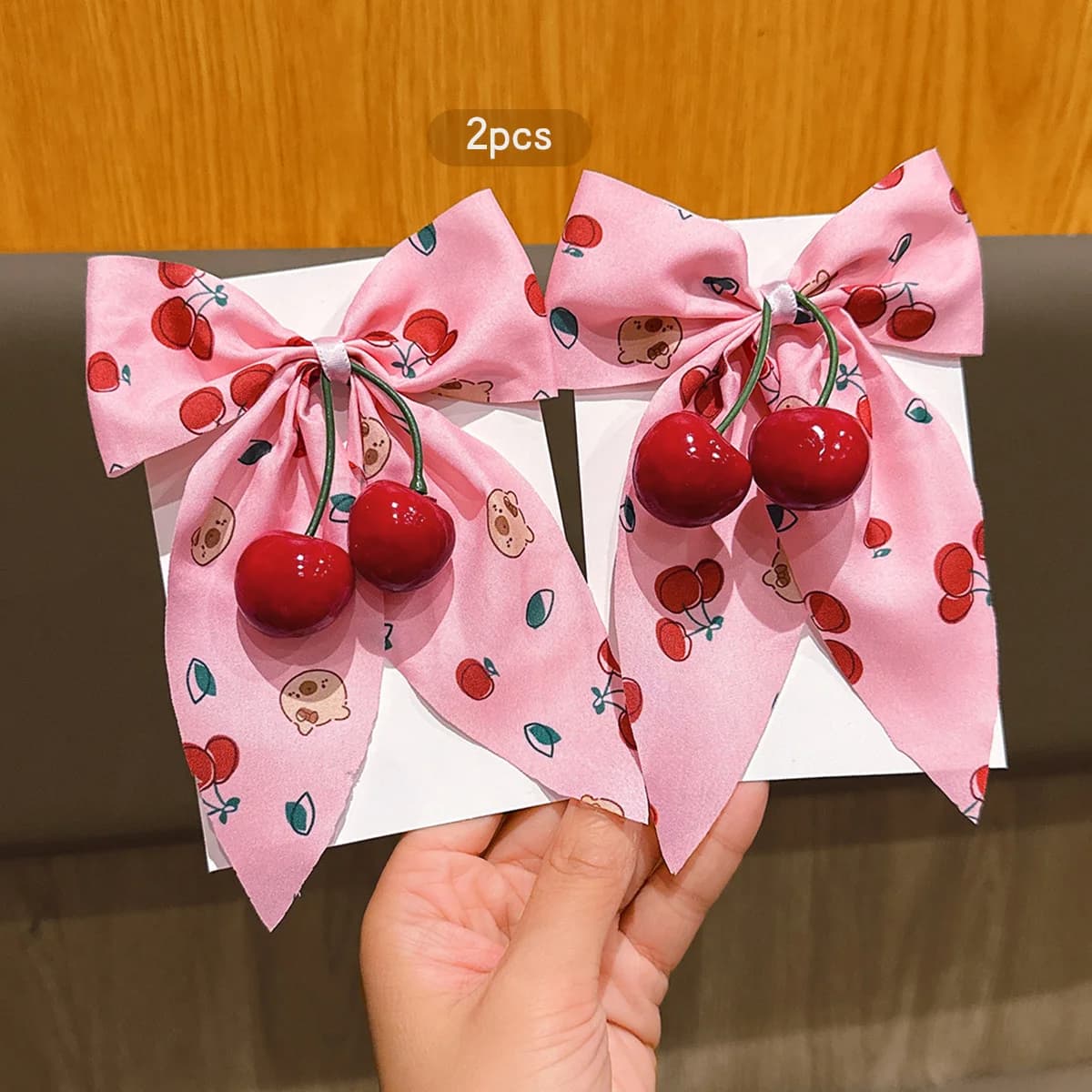 2 fermagli per capelli con fiocco in ciliegio dolci e carini adatti per l'uso quotidiano come accessori per capelli