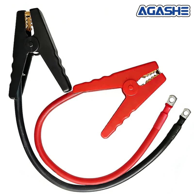 Cavi di avviamento AGASHE 10AWG in silicone con morsetti a coccodrillo per batteria, cavo in rame stagnato da 2ft/60,9cm