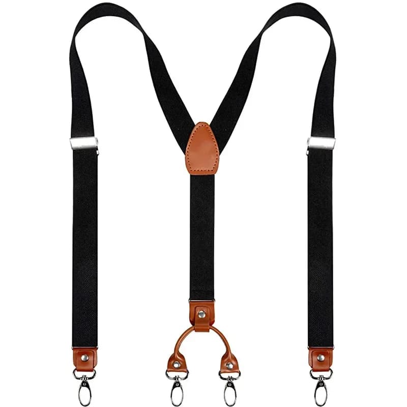 2,5 cm 4 clip Bretelle Clip per uomo Y-Back Jeans Gancio Fibbia Regolabile Pantalone Bretelle Cinghie per camicia Abito Pantaloni Bretelle